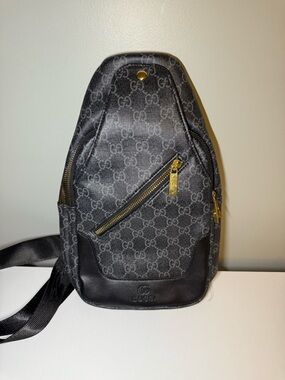 Non-Auth* Gucci Black GG Monogram Sling Crossbody